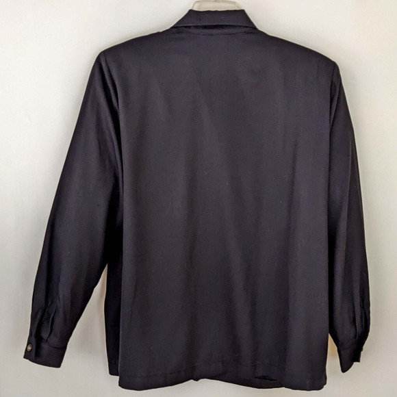 Megan Moore Vintage Embroidered Velvet Trim Black Shirt Women's Size 18W - Picture 4 of 7